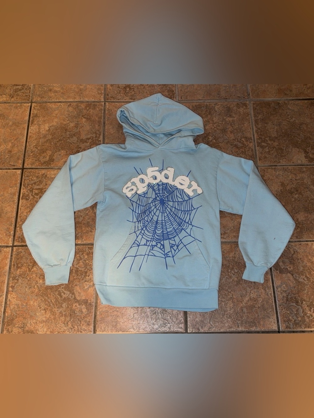 Sp5der Light Blue Spider Graphic Hoodie Sweatshirt